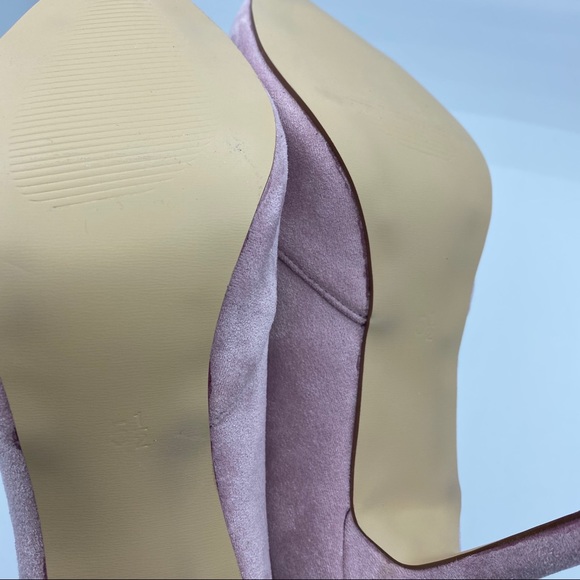 FSJ Women pink suede pointed toe ankle strap pumps - Picture 11 of 12